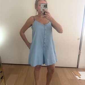 Roxy Light Blue Button-Front Romper